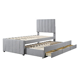 Acheter Lit Enfant Modenvie 90x200 cm avec lit tiroir et rangement - Gris