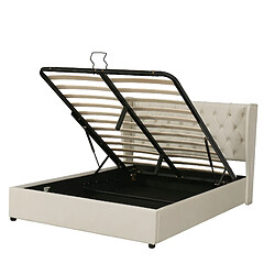 Acheter Lit Coffre 160x200 cm Modenvie rangement hydraulique velours beige