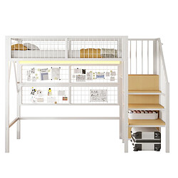 Acheter Lit Mezzanine 90x200 cm Modenvie avec rangement et LED Blanc