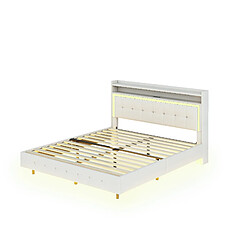 Acheter Lit Double Modenvie 140x200 cm - USB LED - Beige