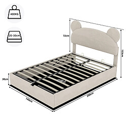 Avis Lit Enfant 140x200 cm - Modenvie - rangement relevable - Beige