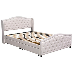 Acheter Lit Coffre Modenvie 160x200 cm blanc en PU avec rangement et sommier