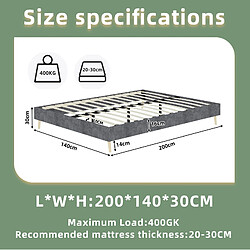 Avis Lit Double 140x200 cm - Modenvie - structure stable sans matelas - Gris
