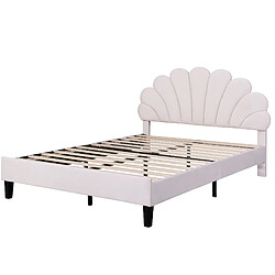 Acheter Lit Double Modenvie 140x200 cm - velours beige avec sommier