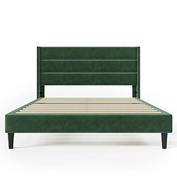 Acheter Lit Double 140x200 cm Modenvie avec sommier inclus en velours vert foncé