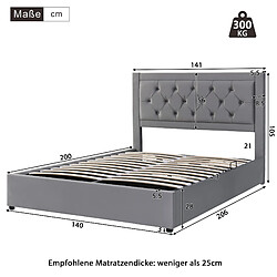 Avis Lit Coffre 140x200 cm Modenvie rangement relevable Gris