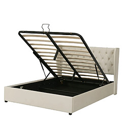 Acheter Lit Coffre 140x190 cm Modenvie rangement hydraulique velours Beige