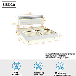 Avis Lit Double Modenvie 140x200 cm - USB LED - Beige