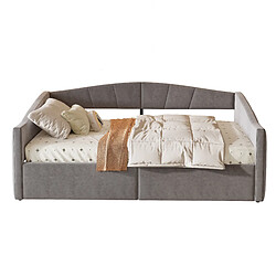 Canapé-lit coffre 140x200 cm - Modenvie - rangement hydraulique - velours gris pas cher