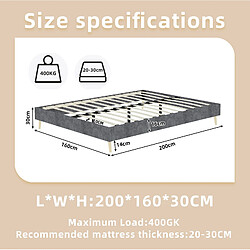 Avis Lit Double Modenvie 160x200 cm avec sommier à lattes et tête de lit - Gris