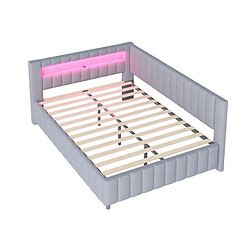 Acheter Canapé d'Angle Convertible 140x200 cm Modenvie LED USB Gris