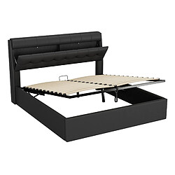 Acheter Lit Coffre 160x200 cm Modenvie avec rangement hydraulique et tête de lit Noir