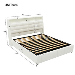 Avis Lit Double Modenvie 160x200 cm avec rangement et LED blanc