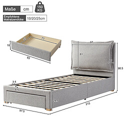 Avis Lit Enfant 90x200 cm - Modenvie - rangement avec sommier inclus - Chenille Gris