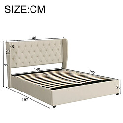Avis Lit Coffre 140x190 cm Modenvie rangement hydraulique velours Beige