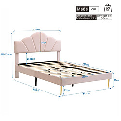 Avis Lit Double 140x200 cm Modenvie velours réglable rose