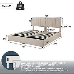 Avis Lit Coffre Double 180x200 cm - Modenvie - rangement hydraulique - Beige