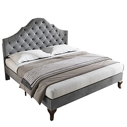 Lit Double Modenvie 140x200 cm - sommier a lattes - tete de lit capitonnee pas cher