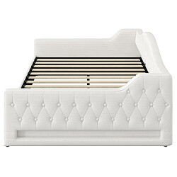 Lit Banquette 140x200 cm Modenvie avec rangement et LED - Beige pas cher
