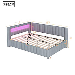 Avis Canapé d'Angle Convertible 140x200 cm Modenvie LED USB Gris