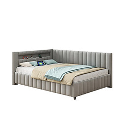 Canapé d'Angle Convertible 140x200 cm Modenvie LED USB Gris pas cher