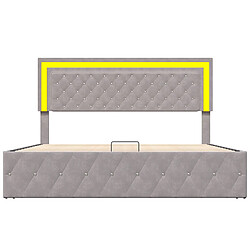 MEXUS Lit Coffre 140x200 cm Tête de Lits Réglable, Rangement Hydraulique, Velours, Beige pas cher