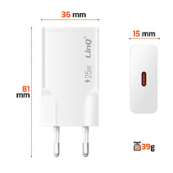 Avis LinQ Chargeur Secteur Extra Plat avec Port USB-C Power Delivery 25W Blanc