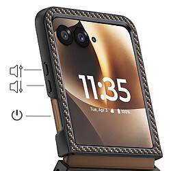 Avis Avizar Coque pour Motorola Razr 70 Ultra Effet Fibres de Carbone Rigide Beige