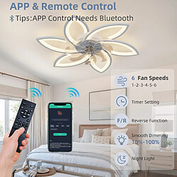 Acheter ByteLike Plafonnier ventilateur blanc à 6 pétales design moderne