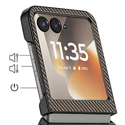 Avis Avizar Coque pour Motorola Razr 70 Effet Fibres de Carbone Rigide Beige