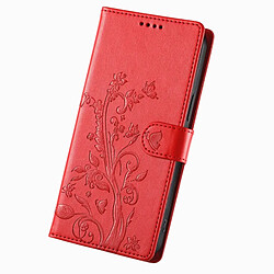 Avis Avizar Étui Portefeuille pour Honor 600 Motif Floral avec Support Video Rouge