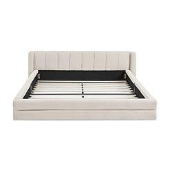 Avis MIVRAY Lit adulte 160x200 cm lit double avec tête de lit, Tissu, Beige