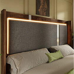 Acheter MIVRAY Lit coffre adulte 160x200 cm lit double avec LED et rangement, Lin, Gris