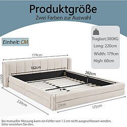 MIVRAY Lit adulte 160x200 cm lit double avec tête de lit, Tissu, Beige pas cher