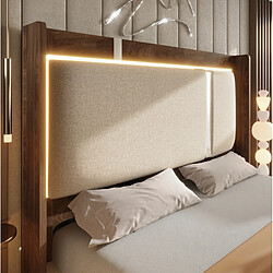Acheter MIVRAY Lit coffre adulte 160x200 cm lit double avec LED et rangement, Lin, Beige