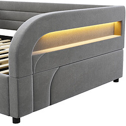 Acheter MIVRAY Lit coffre adulte 140x200 cm avec rangement hydraulique, LED, en tissu flanelle, gris