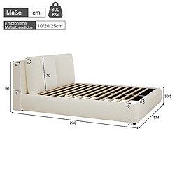 MIVRAY Lit coffre adulte 160x200 cm avec rangement. Tissu bouclé, Beige pas cher