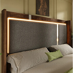 Acheter MIVRAY Lit coffre adulte 180x200 cm lit double avec LED et rangement, Lin, Gris