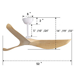 Acheter STILVORA Ventilateur de plafond 132 cm blanc en ABS avec télécommande réversible