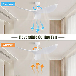 Acheter STILVORA Ventilateur de plafond 96,5 cm blanc en ABS avec moteur réversible et télécommande