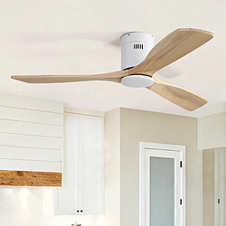 Acheter STILVORA Ventilateur de plafond 132 cm blanc aus métal et bois avec télécommande