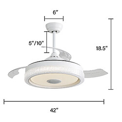 STILVORA Ventilateur de plafond 106,7 cm blanc en PC avec LED RGB et moteur DC pas cher