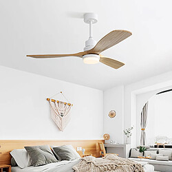 Acheter STILVORA Ventilateur de plafond 132 cm blanc en métal et bois avec LED dimmable