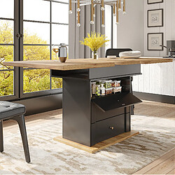 STILVORA Table à manger 110-140/80/75 cm noir et naturel en MDF extensible pas cher
