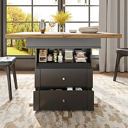 Avis STILVORA Table à manger 110-140/80/75 cm noir et naturel en MDF extensible