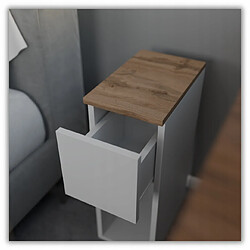 Acheter Stiv-Meubles Table de chevet scandinave blanche et chêne Wotan, étroite 20cm avec tiroir, table de nuit