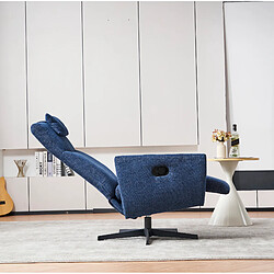 STILVORA Fauteuil relax 67/80,5/110 cm bleu en chenille avec rotation 360° pas cher