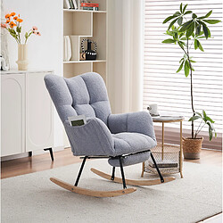 STILVORA Fauteuil à bascule 80/98/98,5 cm gris en teddy avec repose-pieds pliable pas cher