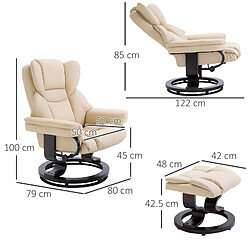 Acheter STILVORA Fauteuil relax 80/79/100 cm blanc crème en bois avec repose-pieds inclinable