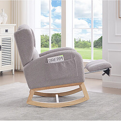 STILVORA Fauteuil à bascule 122,5/70/104 cm gris en tissu teddy avec repose-pieds pas cher